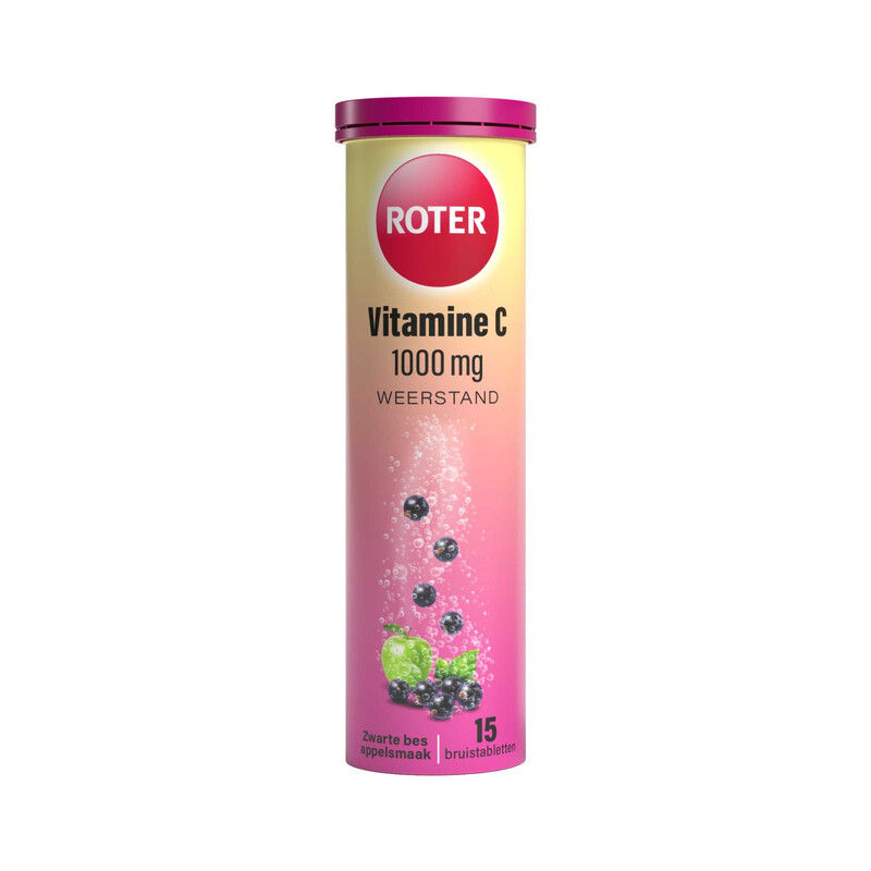 Roter Vitamine C Effervescente 1000 mg – soutient les défenses naturelles – comprimés effervescents cassis-pomme, 15 unités