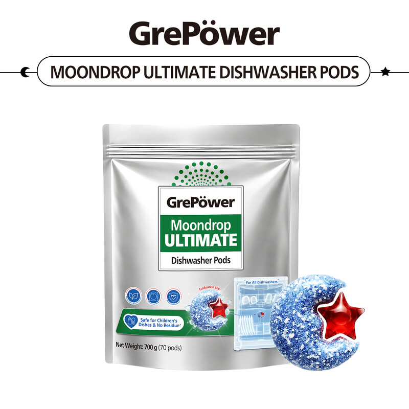 GrePower Starry Night Ultra-Clean Spülmaschinen-Pods, 10 g x 70 Pods, schnell löslich, schnelles Waschen, antibakteriell, rückstandsfrei, für Spülmaschinen.