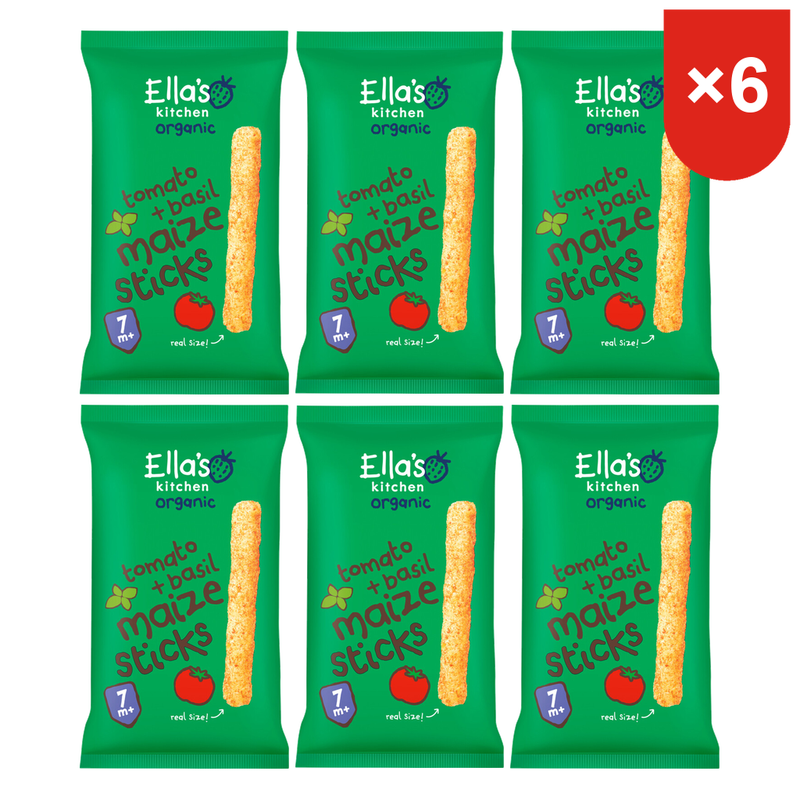 Ella's Kitchen Tomate basilic bio. Bâtonnets de maïs 16 g * 6