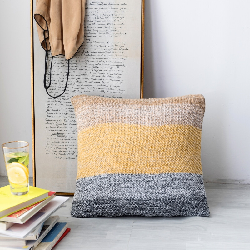 , Cotton knit/Fringed Cushion Cover, 50x50cm, gradient color, 1pack