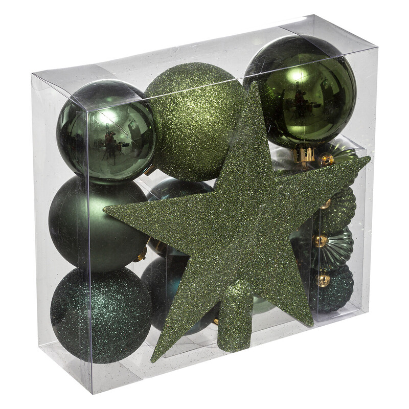 LOT DE 18 BOULES DE NOEL OLIVE