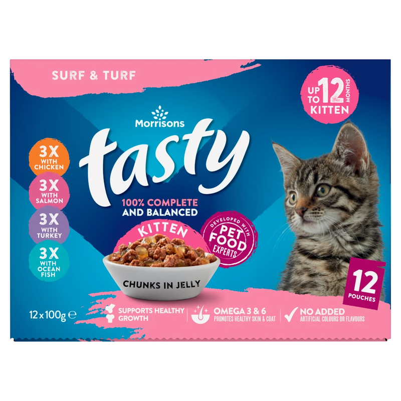 Tasty Surf & Turf Chunks in Jelly Kitten Up to 12 Months 12 X 100g