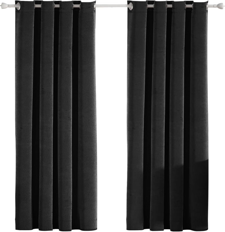 YSTYLE Verdunkelungsvorhänge für Schlafzimmer und Wohnzimmer – 2er-Set wärmeisolierende Verdunkelungsvorhänge, 140 x 280 cm, ZGRB, Schwarz