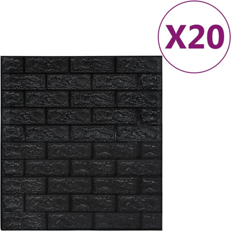 vidaXL 3D Wandstickers - Baksteenpatroon, zwart, 70 x 77 cm, 20 stuks