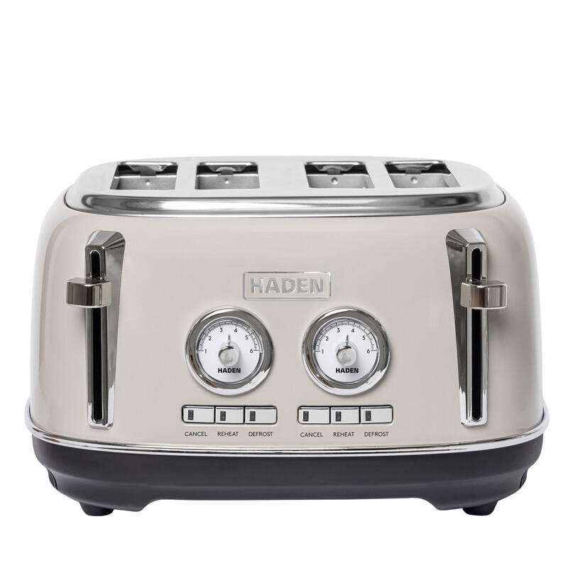 Jersey Retro 4 Slice Toaster, Coated Stainless Steel, Putty Beige