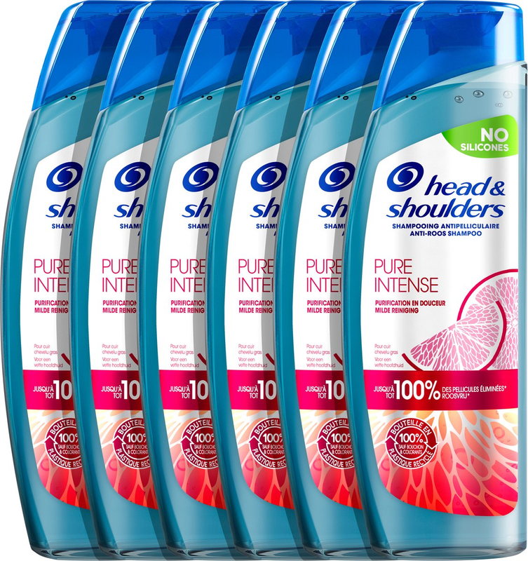 Head & Shoulders Pure Intense Milde Reiniging Anti-roos Shampoo - Met Grapefruit - Tot 100% roosvrij haar - 6x250ml