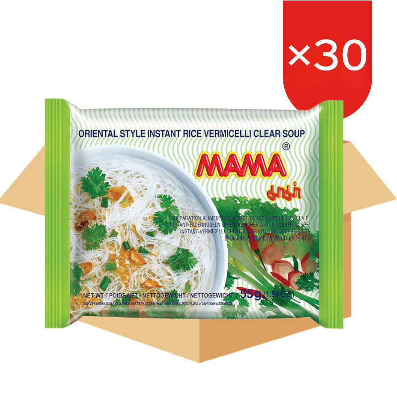 MAMA Instant rijstvermicelli in oriëntaalse stijl, heldere soep 55 g x 30 (doos)