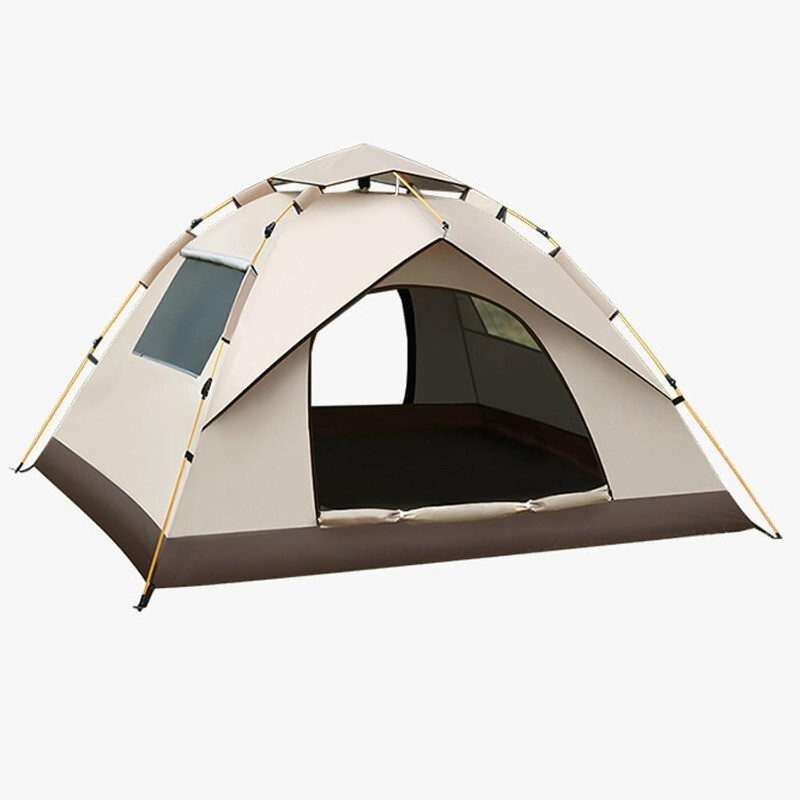 VXOYO 2-4 Personen aufblasbares, selbstöffnendes, wasserdichtes Campingzelt, 3-Sekunden-Aufbau, silberbeschichtetes 190T-Polyester, 2 Türen & 2 Fenster, mit Tragetasche, 82,7 × 78,7 × 53,1 cm