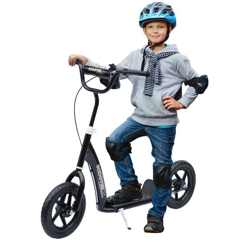 371-027BK HOMCOM Kids Scooter, Toddler Kick Scooter with Adjustable Handlebar, 12" EV