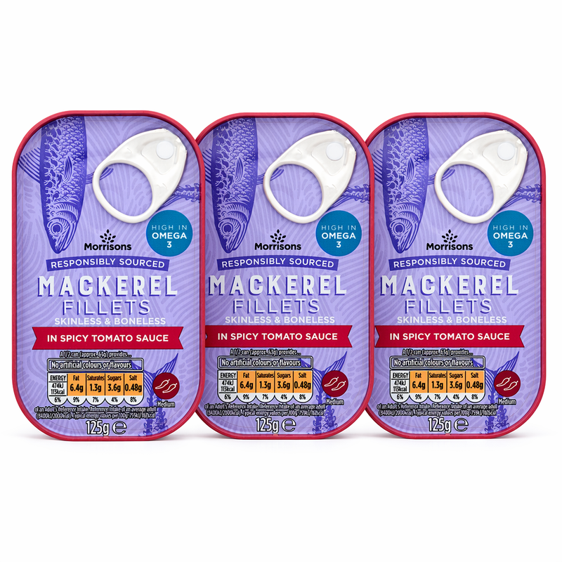 Morrisons Mackerel Fillets In Spicy Tomato Sauce 125g×3