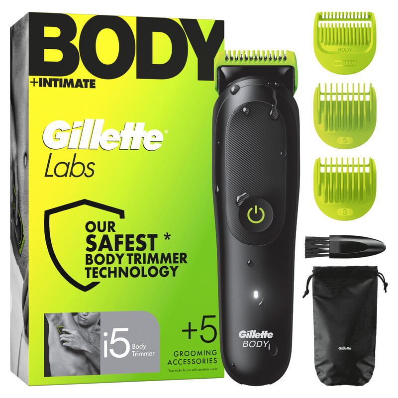 GilletteLabs i5 Body & Intimate Trimmer für Männer mit SkinFirst-Technologie, wasserdichte für Körper und Intimbereich, 1 Präzisionstrimmer
