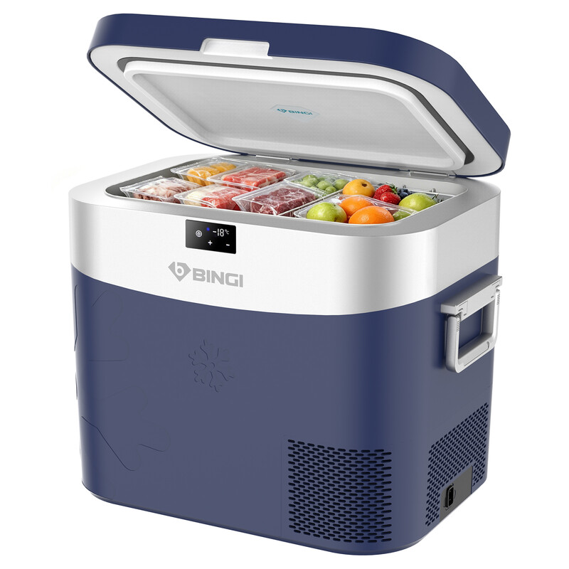 BINGI 22 L Draagbare Compressor Koelbox, 12/24 V DC Auto Vriezer Elektrisch met Snelle Koeling, Mini Koelkast voor Camper Truck Kamperen Picknick Thuis - Blauw