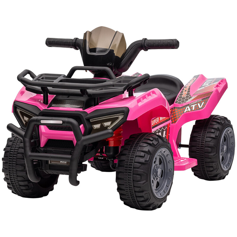 Homcom Pink 370-189V70pk 6V Kids Electric Ride On Car Toddlers Quad Bike All Terrain Vehicle Toy With Music For 18-36 Months
