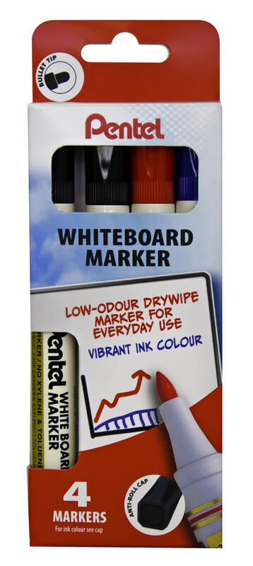 Whiteboard Marker Bullet Tip Assorted Pack of 4