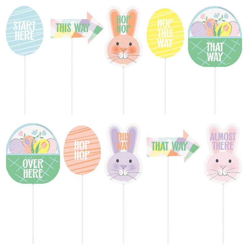 Unique Pretty Easter Egg Hunt Clue Signs, 10 pack