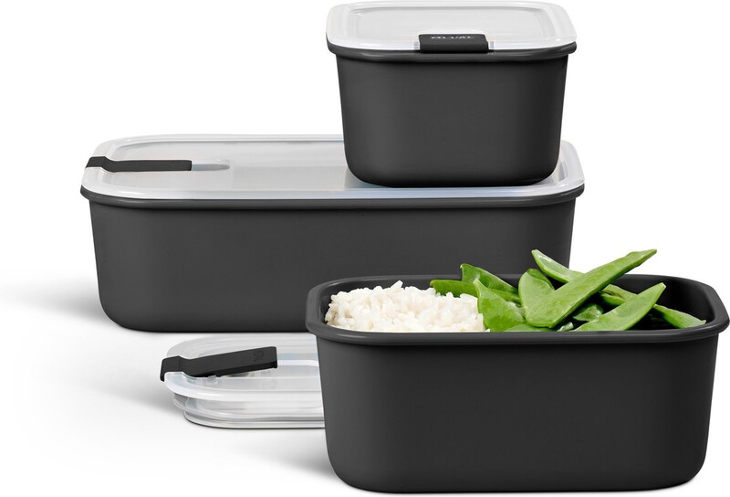 Mepal EasyClip Voedselopslagcontainer Set - 2x700 ml + 1500 ml, Noordelijk Zwart