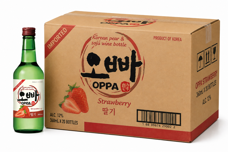 OPPA Soju Aardbeiensmaak 12% 360 ml × 20