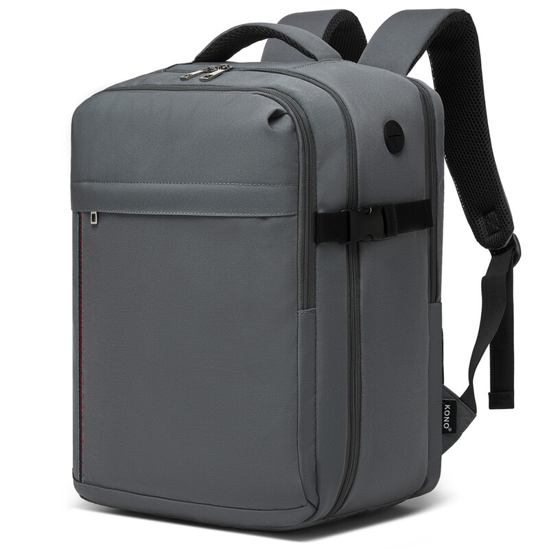 Kono Ryanair Kabinenrucksack 40x30x20 cm in Grau - Leichter Reiserucksack als Handgepäck für Damen und Herren inklusive 15,6 Zoll Laptopfach