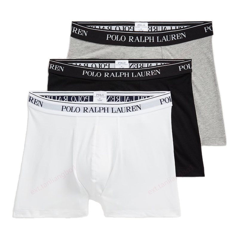 Ralph Lauren Stretch Cotton Boxer Brief 3-Pack - White/Polo Black/Andover Heather