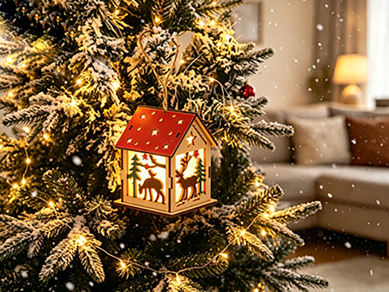 Lichtgevende kerstdecoratie van hout, rendiermotief, woondecoratie, bureauaccessoire, geschikt voor Kerstmis