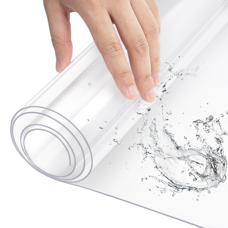 WOLTU 1mm PVC Tischdecke Hochglanz Transparent Wasserdicht Waschbar Tischschutzfolie Rechteckig 90x180cm