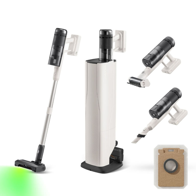 Roborock H60 Hub Pro Kabelloser Staubsauger mit automatischer Absaugstation, 170 AW Saugkraft für Teppiche und Hartböden, 80 Minuten Laufzeit, Anti-Verhedderungs-Bürste, grüne LED-Stauberkennung