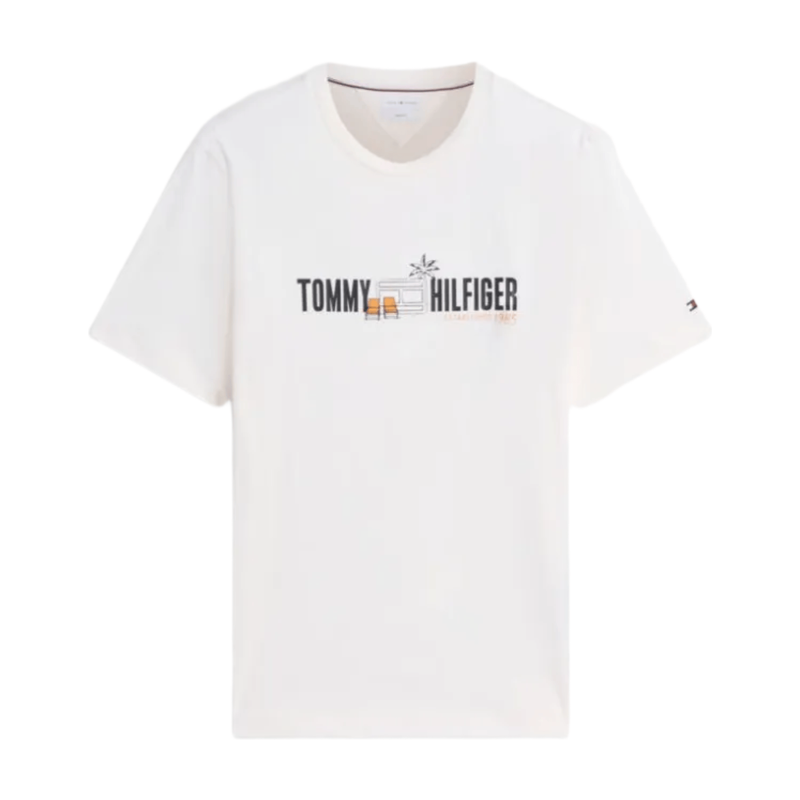 Tommy Hilfiger Men's Ivory Logo Graphic Jersey T-Shirt - Petal