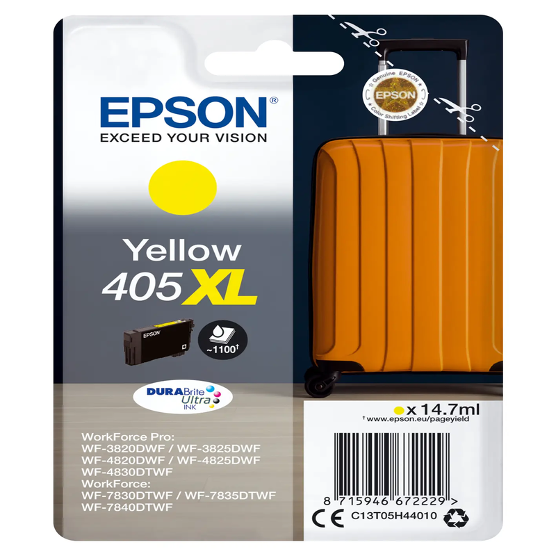 Epson 405XL DURABrite Ultra inktcartridge, origineel, hoge capaciteit (XL), geel, 1 stuk