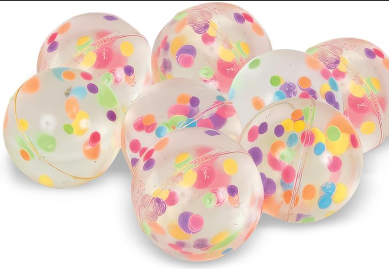 Unique Confetti Filled Bouncy Balls, 8 pack
