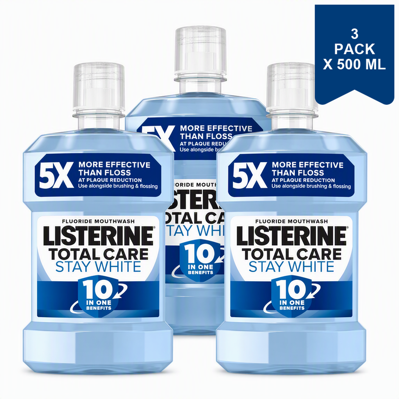 Listerine Total Care Stay White Arctic Mint Mondwater 500 ml (3-Pack)