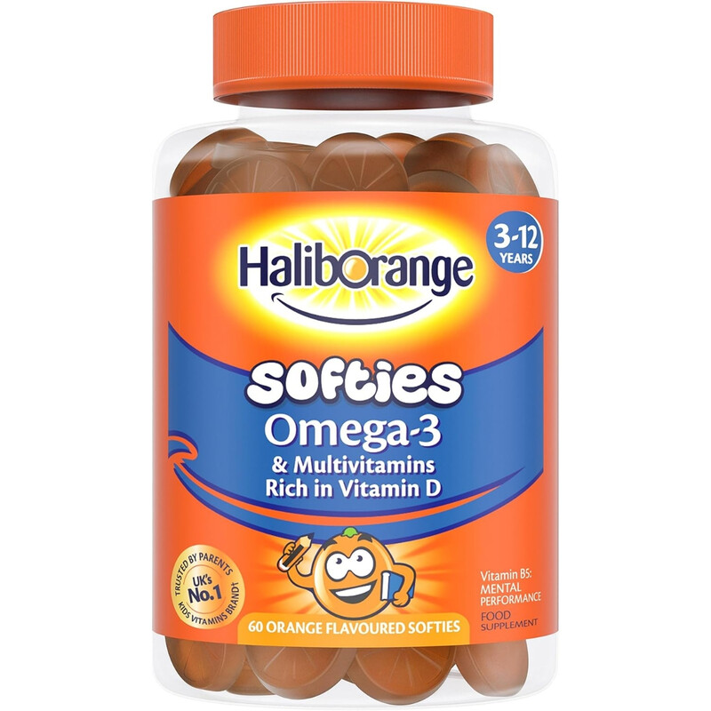Haliborange Children’s Multivitamin + Omega-3 Daily Wellness Support Orange Flavour Softies Ages 3-12 - 60 Softies