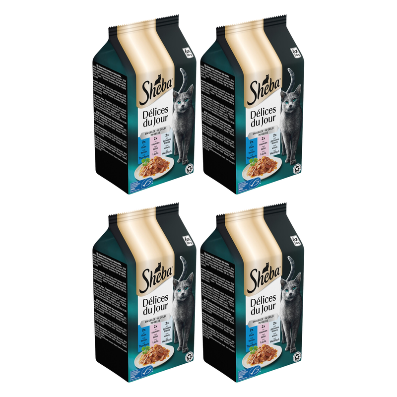 Sheba Délices en gelée Thon et saumon Multipack*4