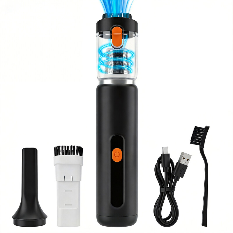 ATSHARK Mini Akku-Handstaubsauger, kleiner tragbarer Autostaubsauger, 10000 Pa, starke Saugkraft, zwei Modi, LED-Anzeige, Type-C-Schnellladung, geeignet für Auto, Zuhause und Büro, 2207B, Schwarz