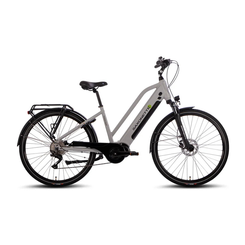 Saxonette Premium Sport Diamant Trekking E-Bike, 28 Zoll, 54 cm Rahmenhöhe, 522 Wh Akku, 90 Nm Mittelmotor, Shimano Deore 10-Gang, Silber …