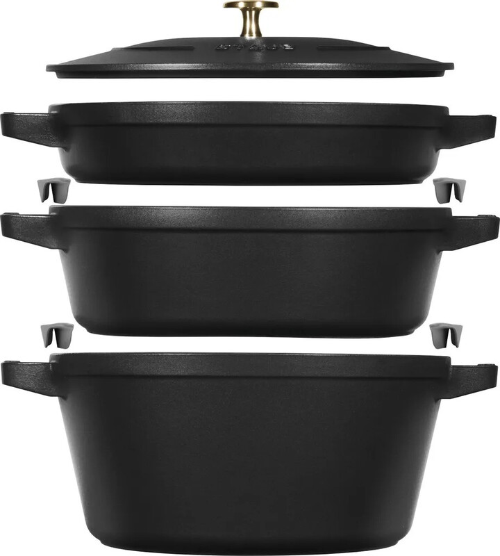 Staub La Cocotte Kochtopfset, 3-tlg | Schwarz | rund | Gusseisen