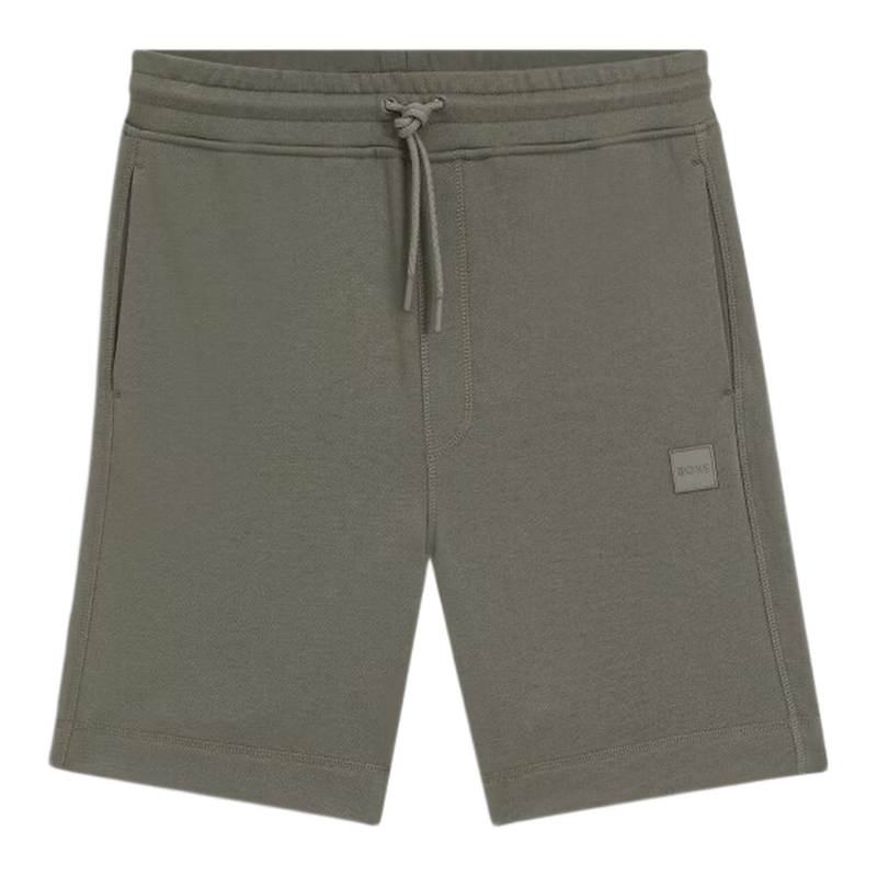 Boss Cotton-Terry Shorts with Logo Patch - Grey