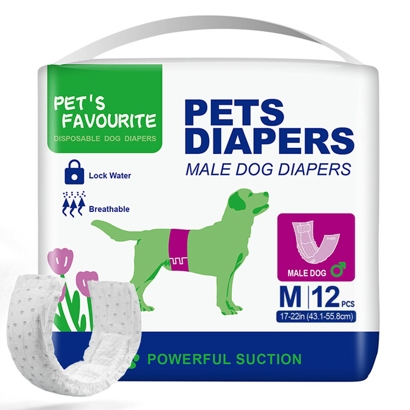 Dog Nappies Disposable Male Dog Diapers, Strong Absorption and Water Lock, Breathable