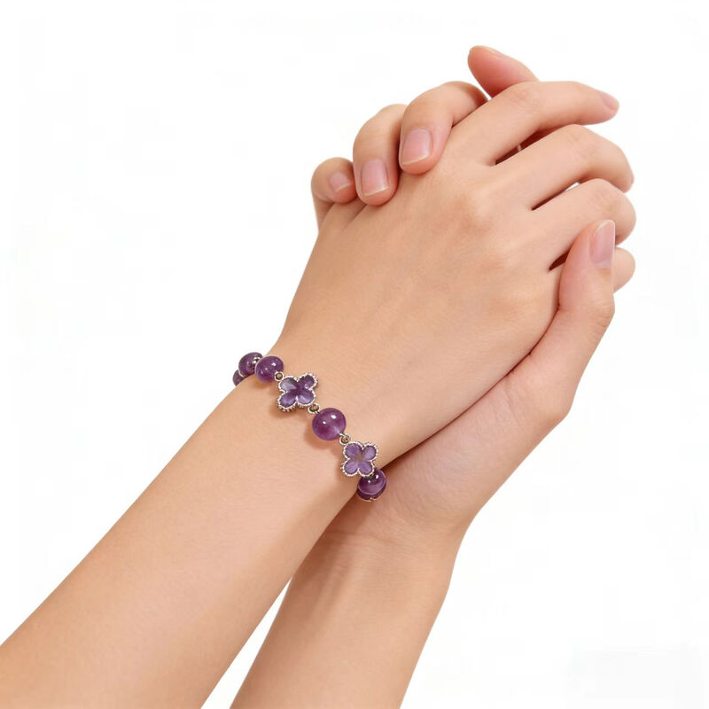 L8 [Amethyst Silver Language] Natural Amethyst Bracelet DIY Original Handmade Fashion