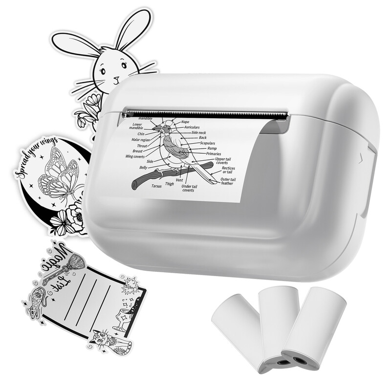 Phomemo Q02E draagbare, zakformaat thermische inktloze stijklabelprinter voor cadeau, DIY - wit - 1 stuk