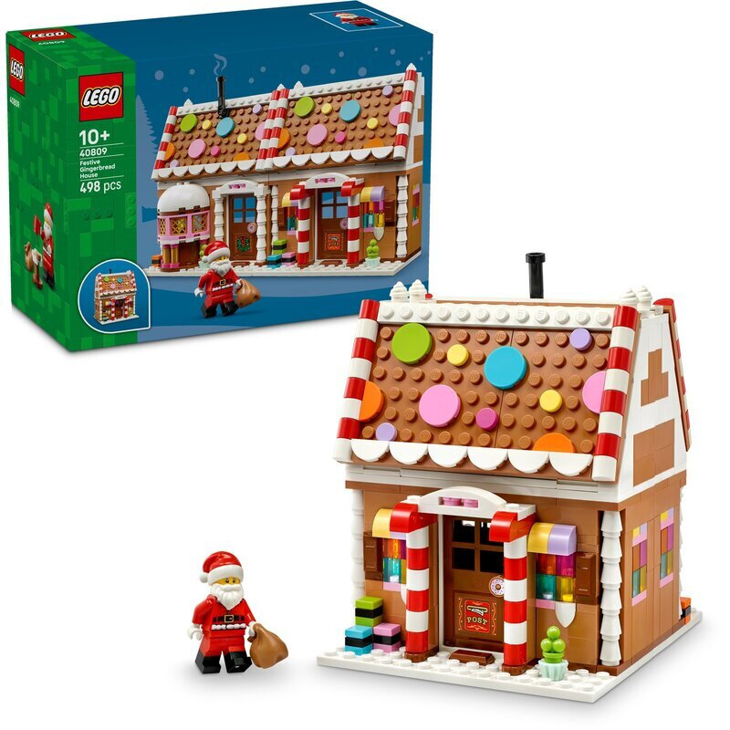 LEGO Iconic 40809 Weihnachtliches Lebkuchenhaus Bauset | Kreatives Konstruktionsspielzeug für Kinder