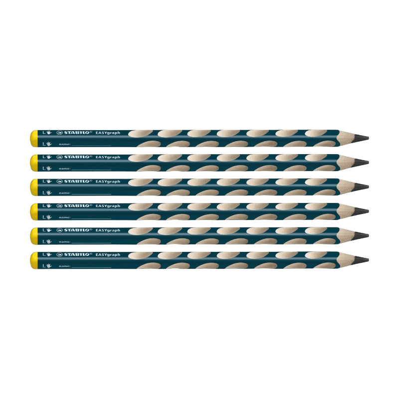 STABILO EASYgraph - Ergonomisch grafietpotlood - Linkshandig - Set van 6 - Petrol - Hardheid HB