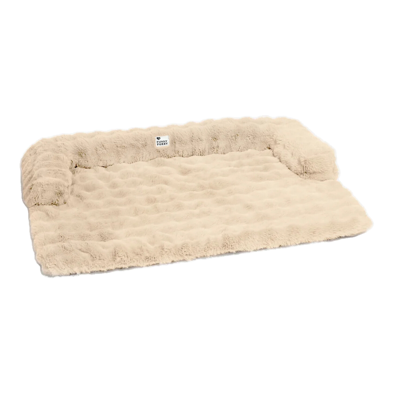 FUNNYFUZZY ondersteunend, knus huisdierenbed voor katten en honden, pluizig pluche met fluwelige textuur, sofabeschermer, afneembaar, machinewasbaar, neksteun, maat S, khaki