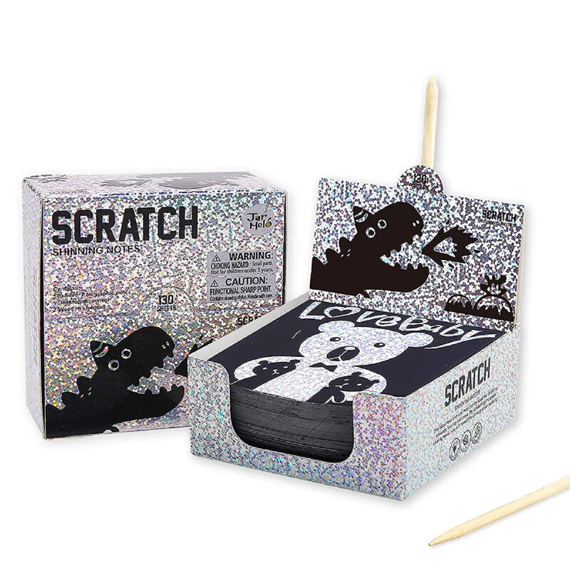 Scratch Art Notes Set-Silver Hologram Glitter