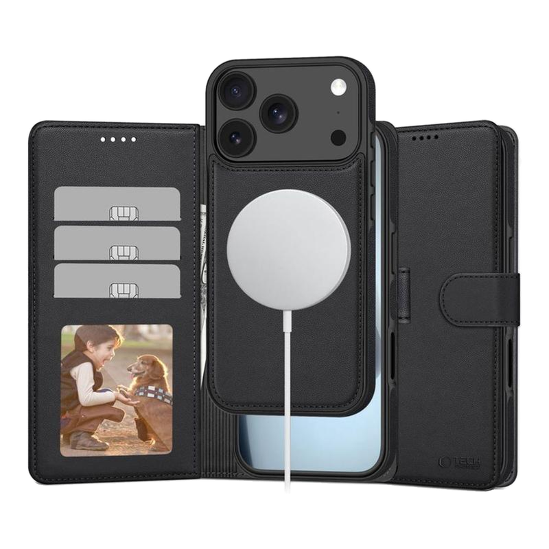 Tech-Protect Wallet MagSafe Hülle für iPhone 17 Pro Max - Mattschwarz