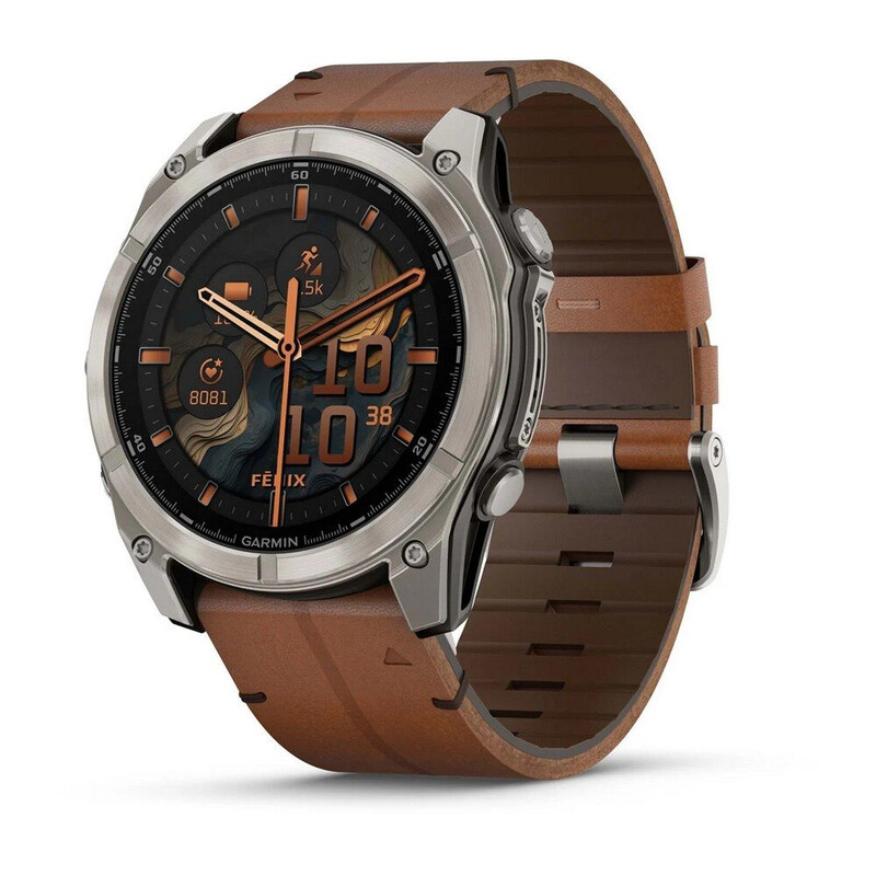 GARMIN Fenix 8 - 51 mm - AMOLED Saffier - Grafiet - Kastanje Leren Band