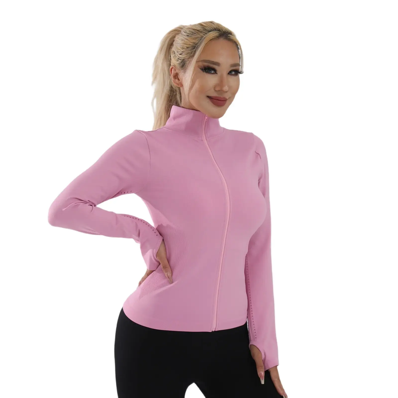 Women's sportswear (zipper long sleeve) Pink S size