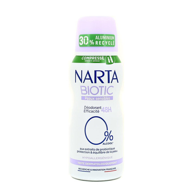 Déodorant Spray Compressé Biotic Peaux Sensibles Narta Le Flacon De 100ml