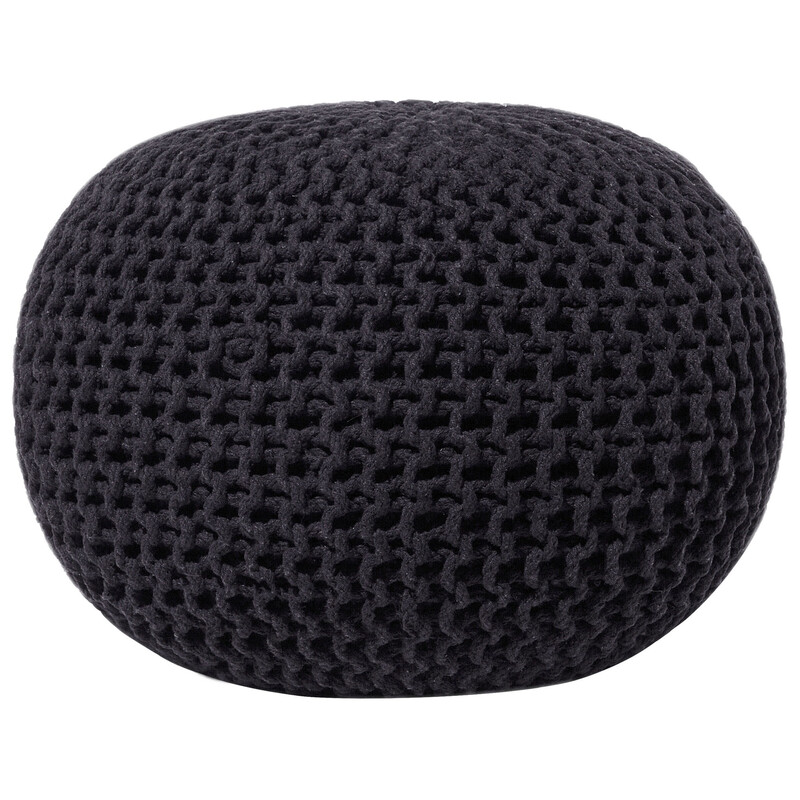 Beliani Pouf Aus Baumwollstrick, 50 X 35 Cm, Schwarz