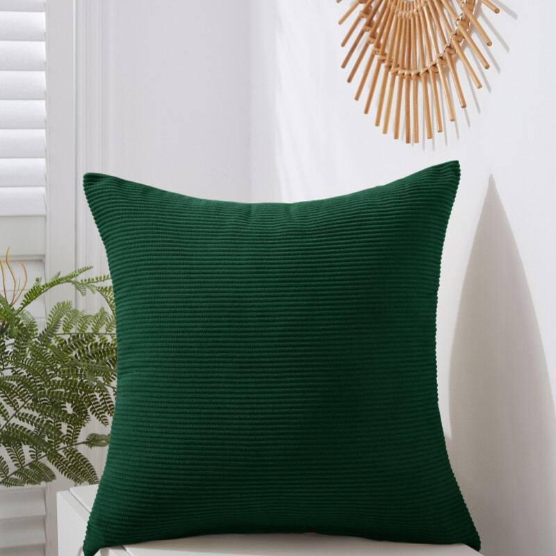 , Polyester Corduroy Cushion Cover, 50x50cm, forest green, 1pack