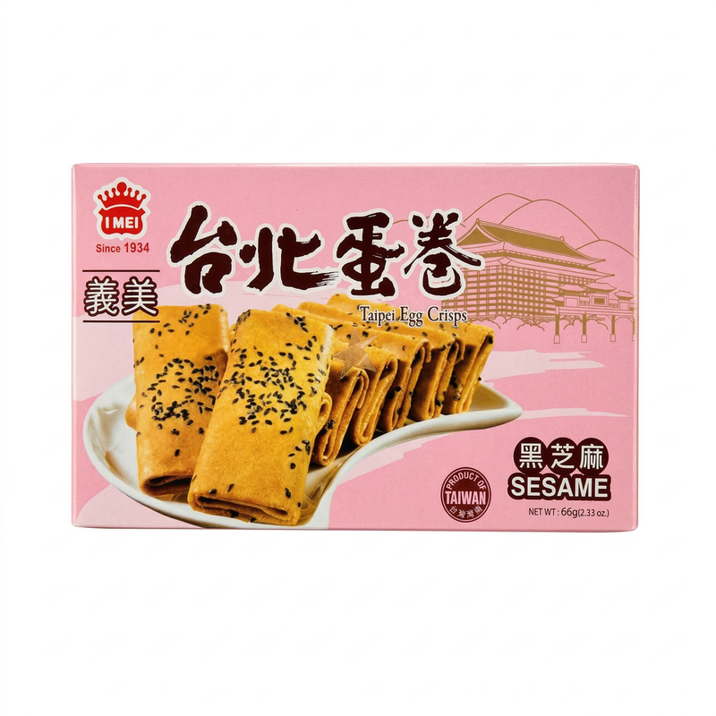 Yi Mei Black I-Mei Taipei Egg Roll Sesame Flavor 66G